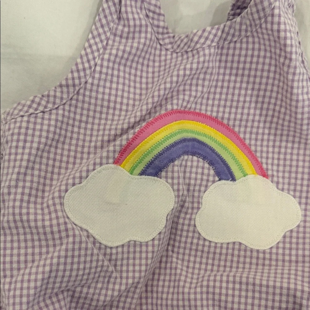 Kids Purple Gingham One-Piece Swimsuit with Rainbow